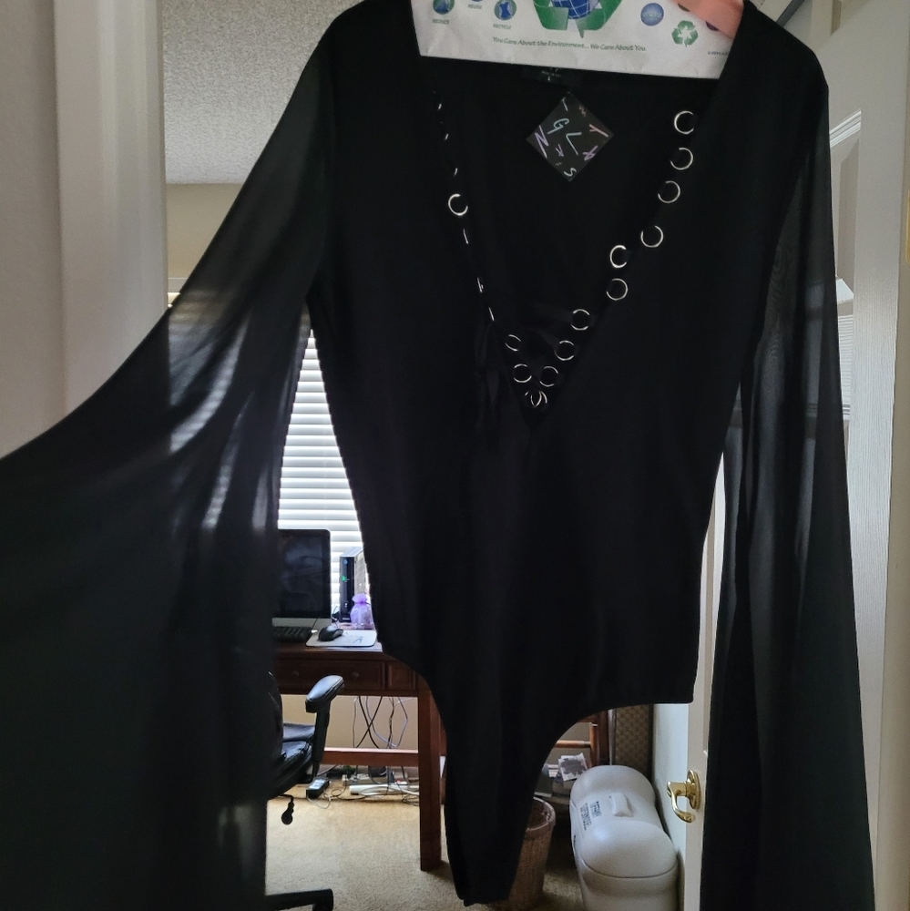 Black Lace up Bodysuit